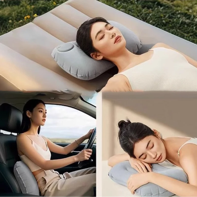 

Portable Camping Inflatable Square Pillow Driving Seat Neck Back Support Office Lunch Break Pillow Press-in Inflation Valve