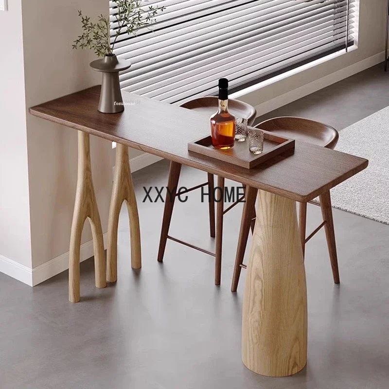 Retro Solid Wood Bar Tables American Kitchen Furniture Designer High Bar Table Home Balcony Living Room Porch Table Dining Table