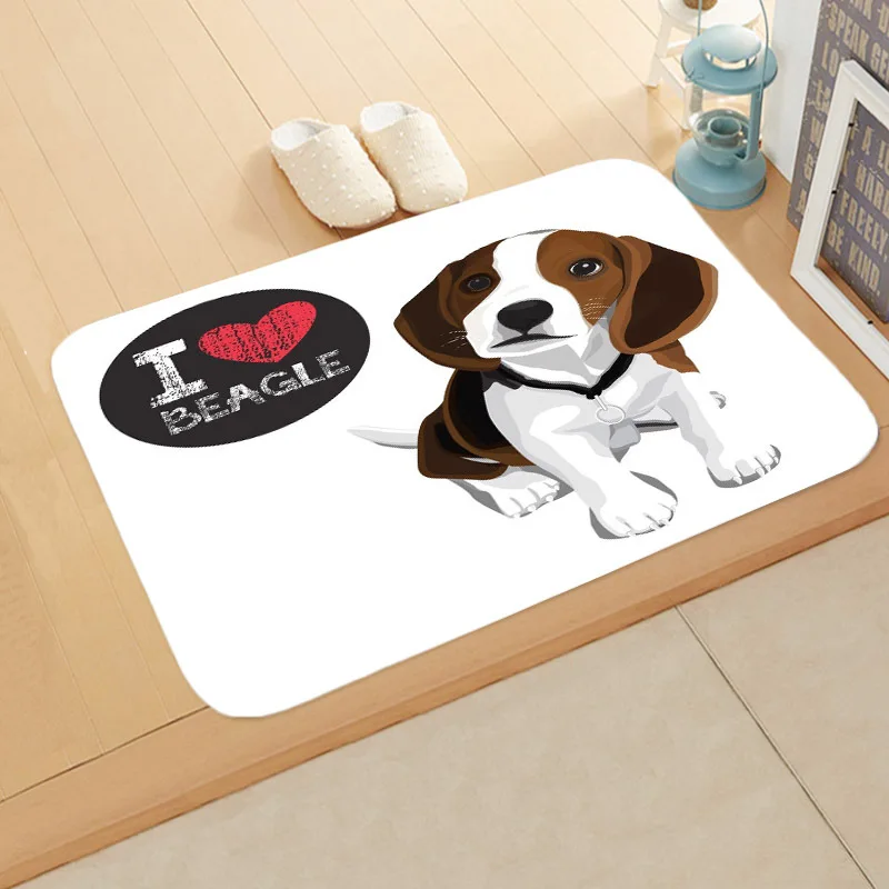 Cute Dog Carpet Floor Mat Door Mat Cartoon Bulldog Pug Bull Terrier Decoration Non-Slip Floor Mat Flannel Rug