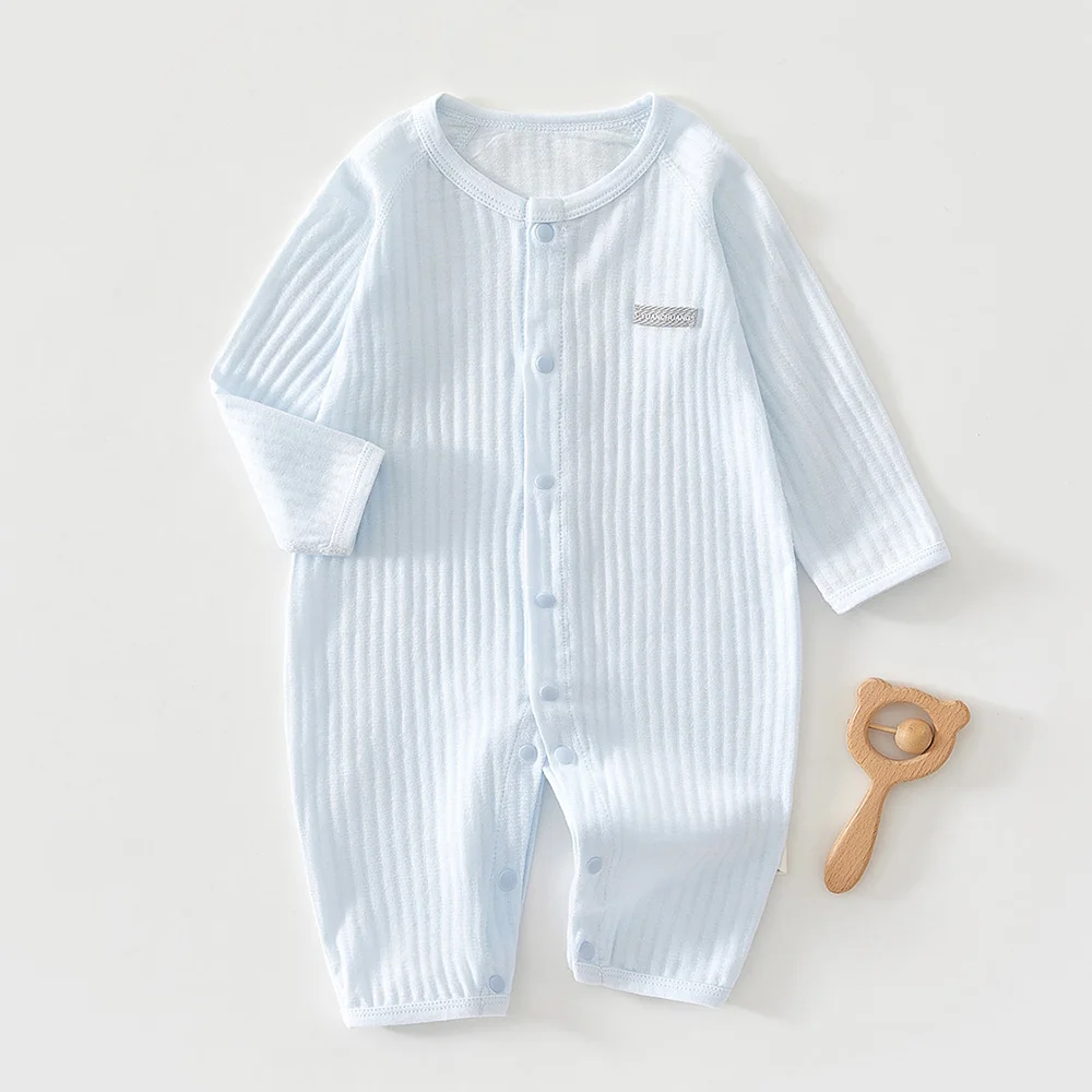 

Летняя одежда для маленьких мальчиков, однотонный тонкий комбинезон для маленьких девочек, комбинезон унисекс с длинными рукавами и кондиционером для комнаты