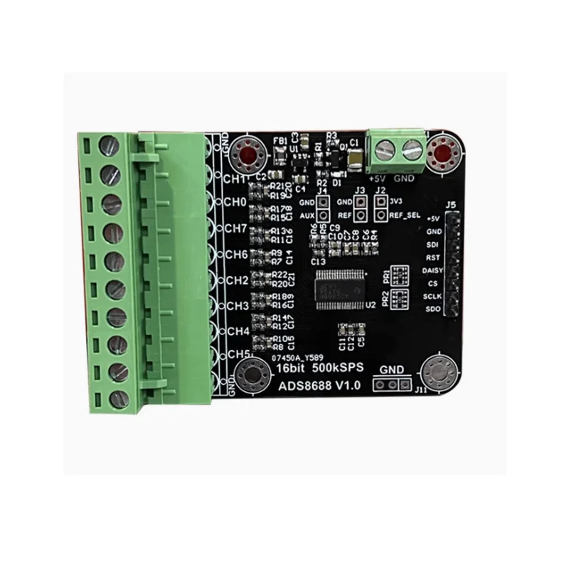 ADS8688 16 bit sampling rate 500KSPS 8-channel ADC data acquisition module with single and dual stage inputs