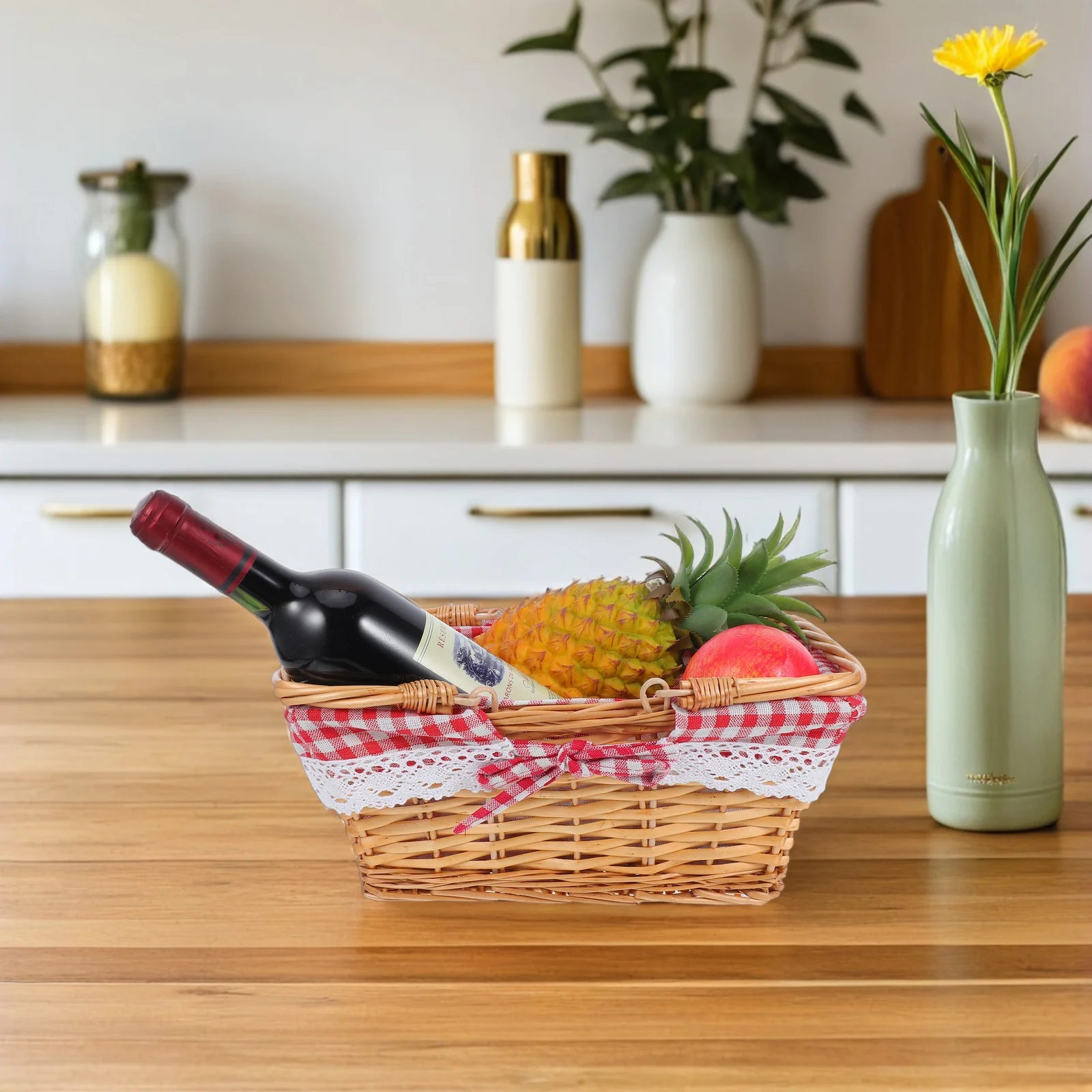 

Natural Large Rectangular Wicker Storage Basket for Bread Fruit Kitchen Home Use Spacious Lightweight ganizer Container Easy