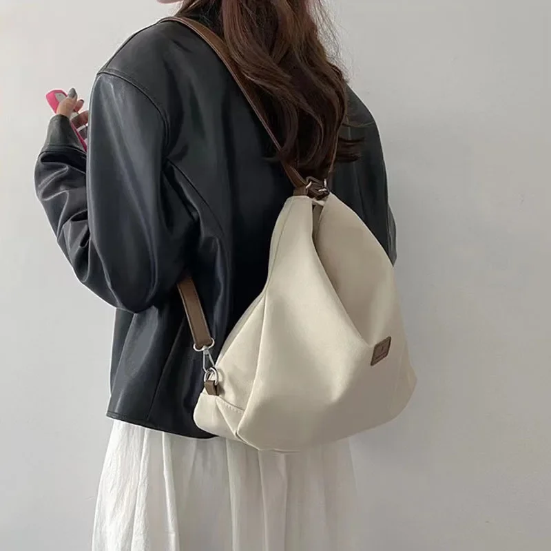 Tote Bags Women\'s New Canvas Bags Niche Korean Style Temperament Solid Color Leisure Versatile High Capacity Trend Shoulder Bags