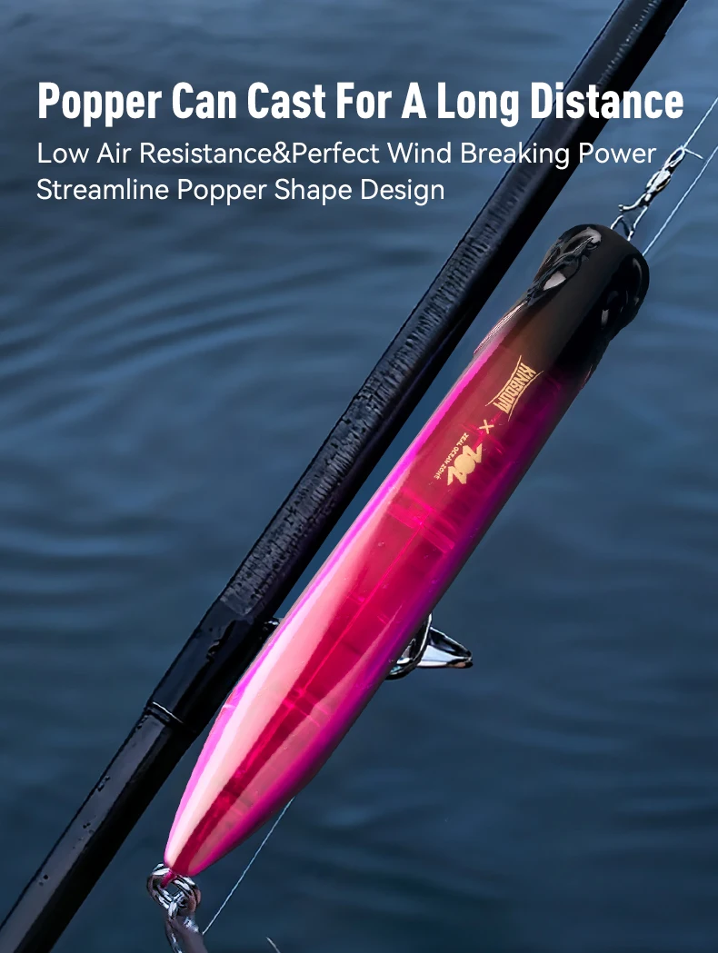 Kingdom Popper Angelköder 37,5 g 58 g 79 g Topwater Wobbler Salzwasser Kunstköder Trolling Popper Jerkbait zum Barschangeln – Detail 3