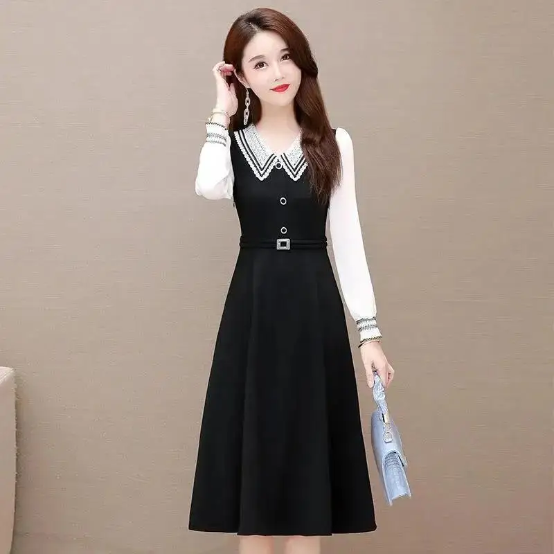 フォーマルな機会にぴったりの女性用長袖サテンY2K格安カジュアル厚手シルク服KPOP風Aラインシフォンドレス