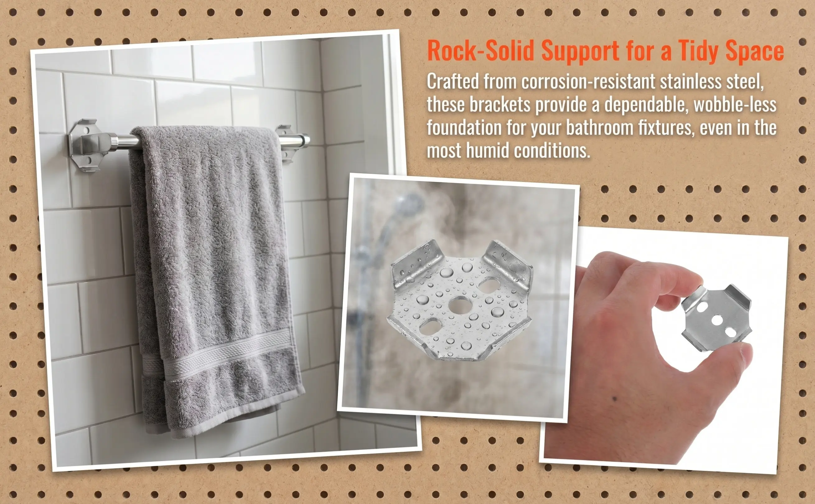 2Pcs Smooth Finish Towel Bar Mounting Hardware Stainless Steel Bathroom Towel Rack Brackets Toilet Roll Holder Replacement