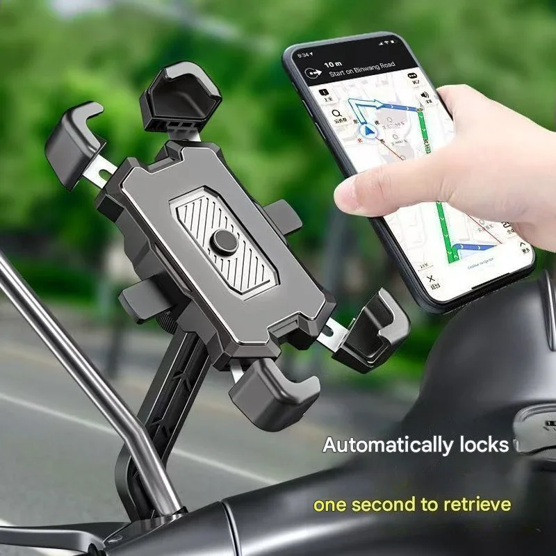 Motorcycle Bike Phone Holder Shockproof Mount 360° Rotatable Rearview Mirror Bracket For E-bike Rider Navigation