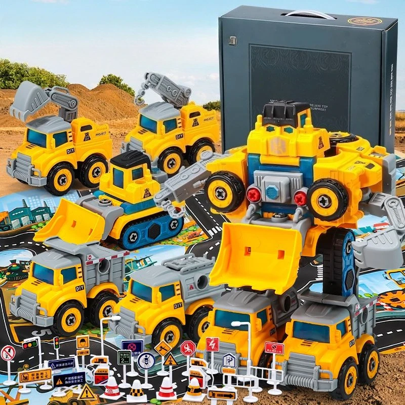 Figuras de acción 5 en 1, Robot transformador City Construct Series, viene con mapa de juego, accesorios de barricada, juguete para coleccionar, regalos de cumpleaños