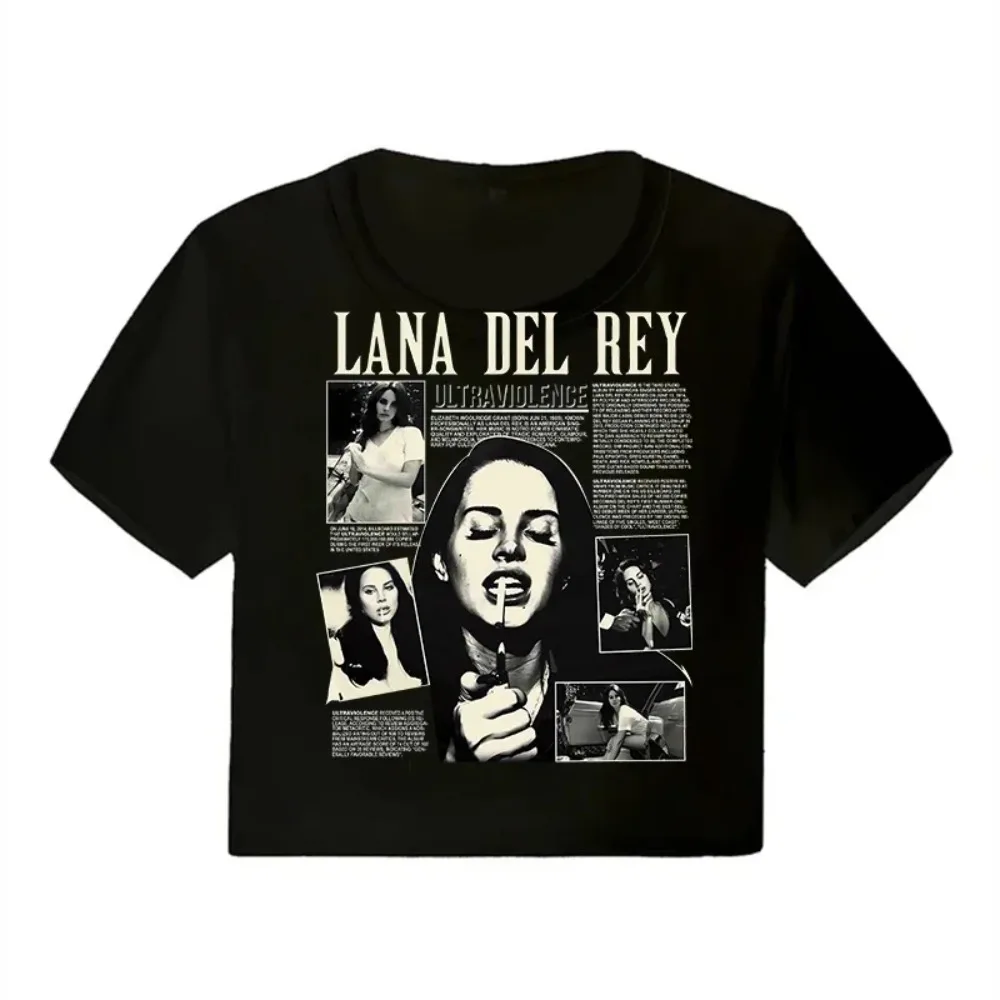 Crop Top Lana Del Rey Ldr Sailing Graphics T-Shirt Cropped Harajuku Damen Vintage Kurzarm-T-Shirt Streetwear Damen-T-Shirt – Detail 4