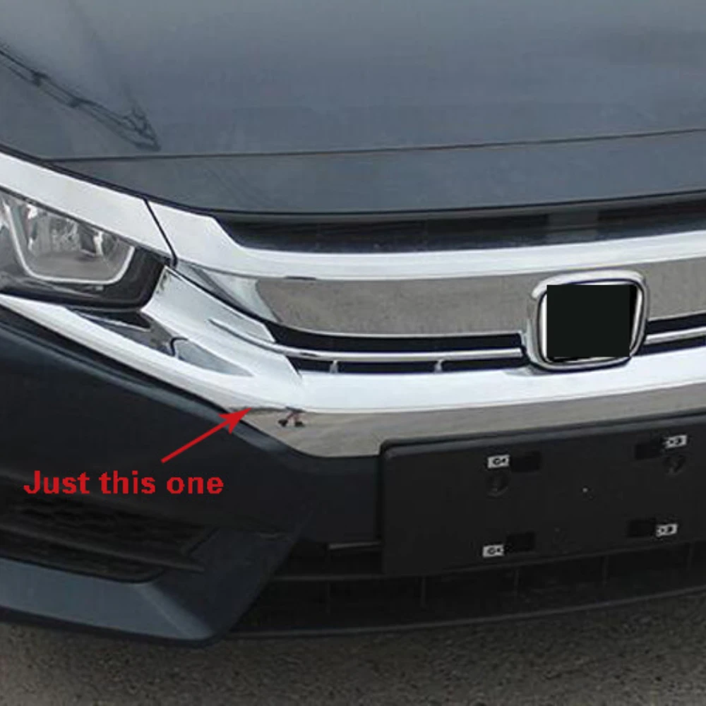 

Front Center Grille Cover Trim For Honda Civic Sedan 2016 2017 2018 2019 Chrome Car Racing Grills Molding Strip Accessories