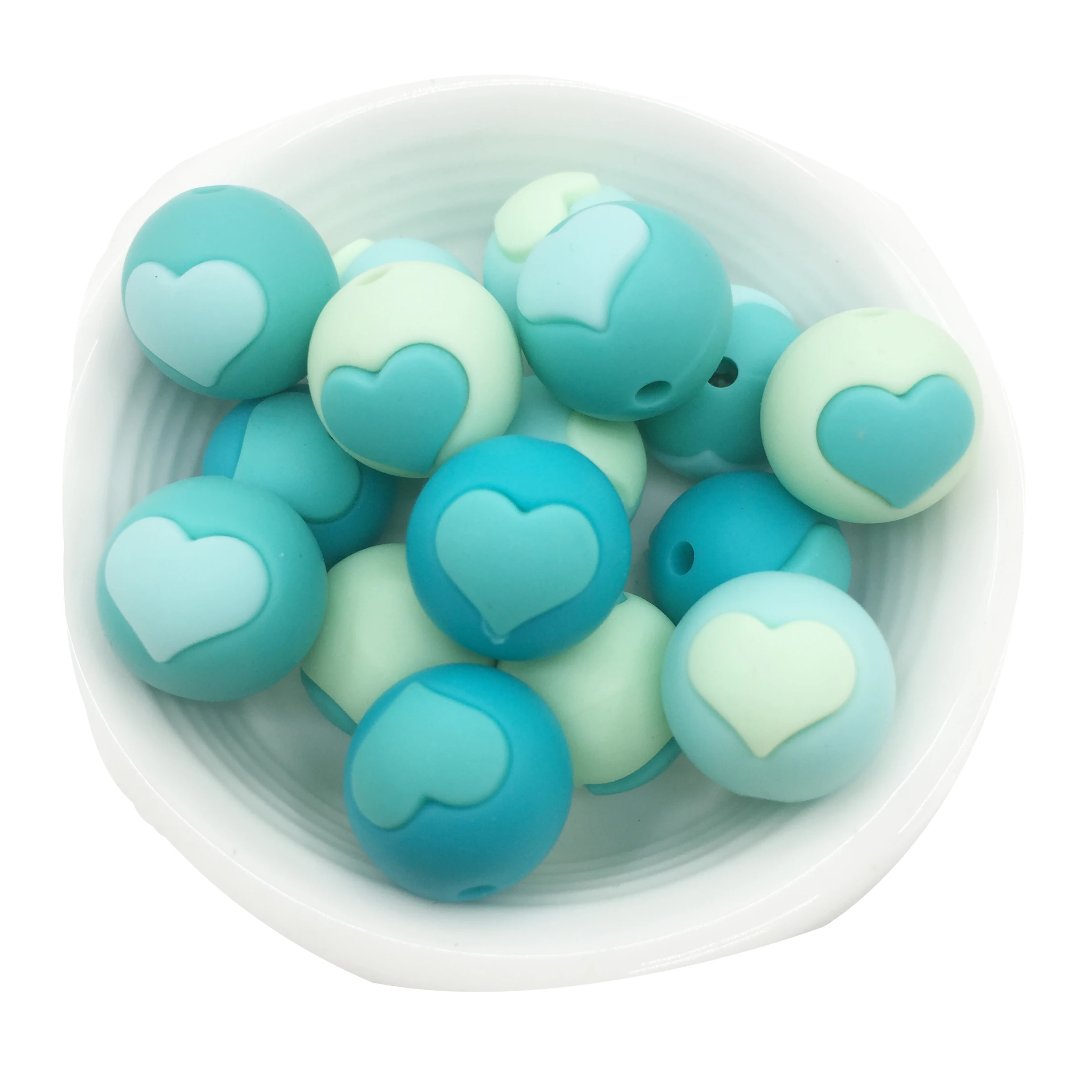 10pcs Silicone heart shape round beads-silicone teething loose beads for DIY necklace-BPA FREE Baby Teether BPA Safe DIY Bead