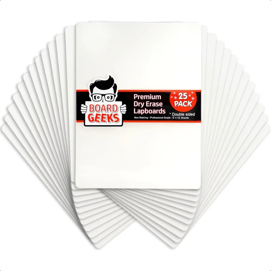 

Dry Erase Board 9x12 Small 25 Classroom Mini White Boards for Students Teachers Double Sided Small White Board Bulk 25 Pk