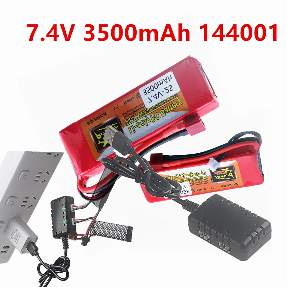 RC Car Battery 7.4v 2S 3500mah For Wltoys 124016 124017 124018 124019 144001 144010 12428 1/14 R/C Cars Trucks Spare Battery