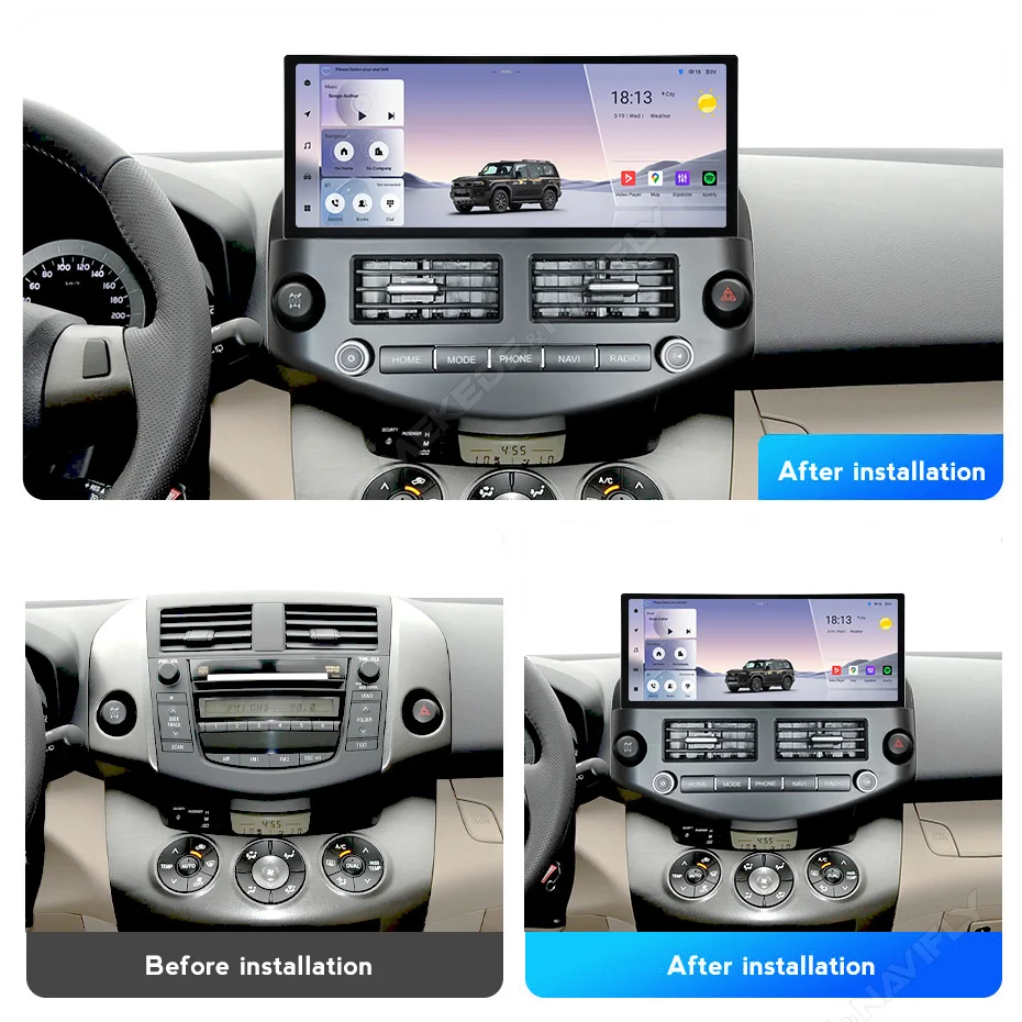 MS نظام الوسائط المتعددة للسيارة ذو الحدود الضيقة للغاية مشغل السيارة راديو تلقائي فيديو DVD Mp3 لتويوتا RAV4 2007-2012