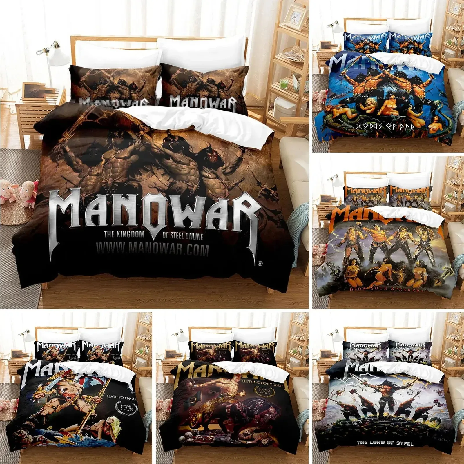 

3D Printed Manowar Hip Hop Bedding Set Duvet Cover Bedroom Comforter Single Twin King Size Quilt Cover Home Textile