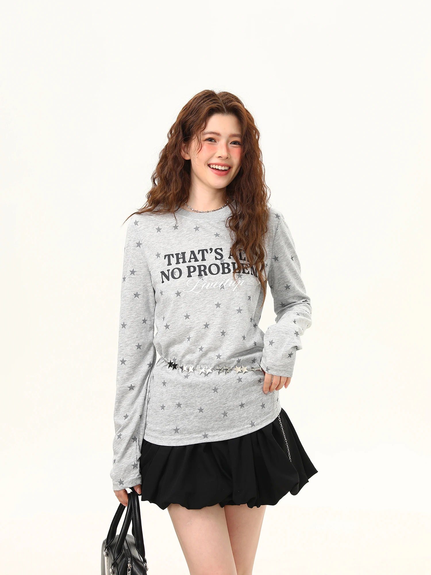 

Новая женская футболка с длинным рукавом и винтажным звездным принтом для весны и лета, легкая, дышащая, утягивающая, солнцезащитная, повседневная, свободного кроя