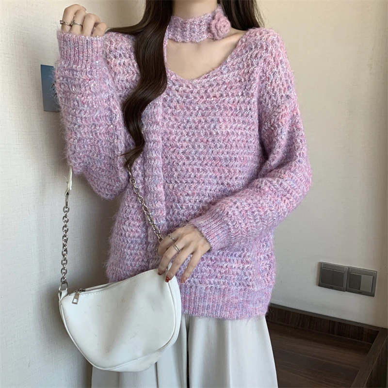 Pullovers Women V-neck Loose Fit Sweet Spicy Girls Temperament All-match Korean Fashion Popular Chic Sweater Autumn Cozy Outwear