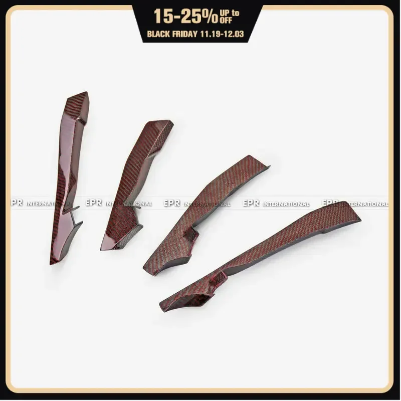 

For Civic Type R FK8 VRSA2 Type Red Carbon Fiber Splitter Front Bumper Canard Spoiler Bumper Trim Docoartion Fins Side 4pcs