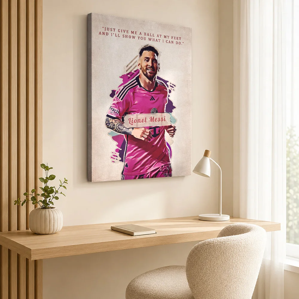 Lionel Messi Motivational Quote Framed Canvas Print Poster Custom Motivational Typography Canvas Wall Art for Gym Office Decor