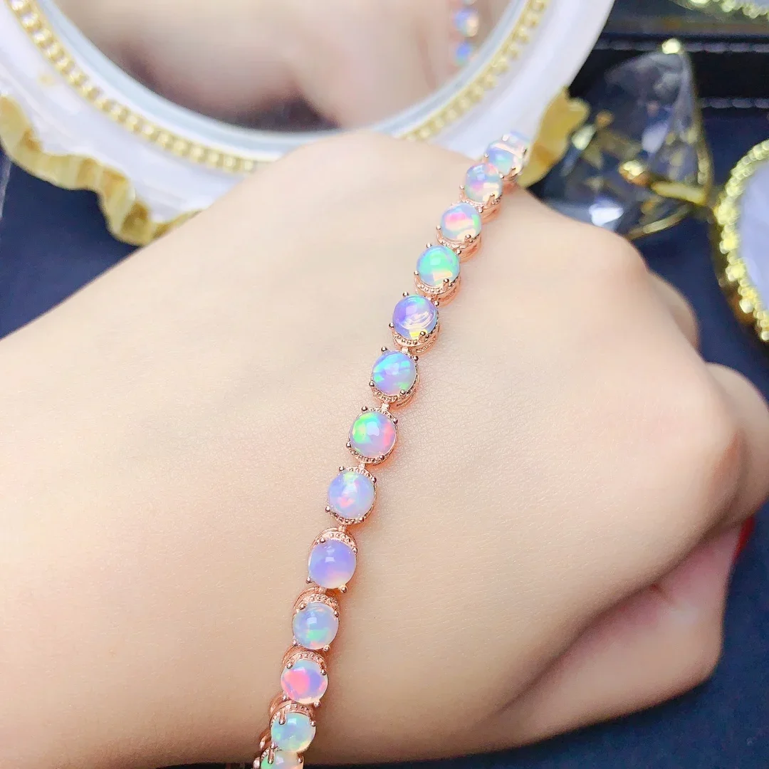 95 sterling silver Australia natural white Opal ladies bracelet elegant and gorgeous for party luxury wedding jewelry.