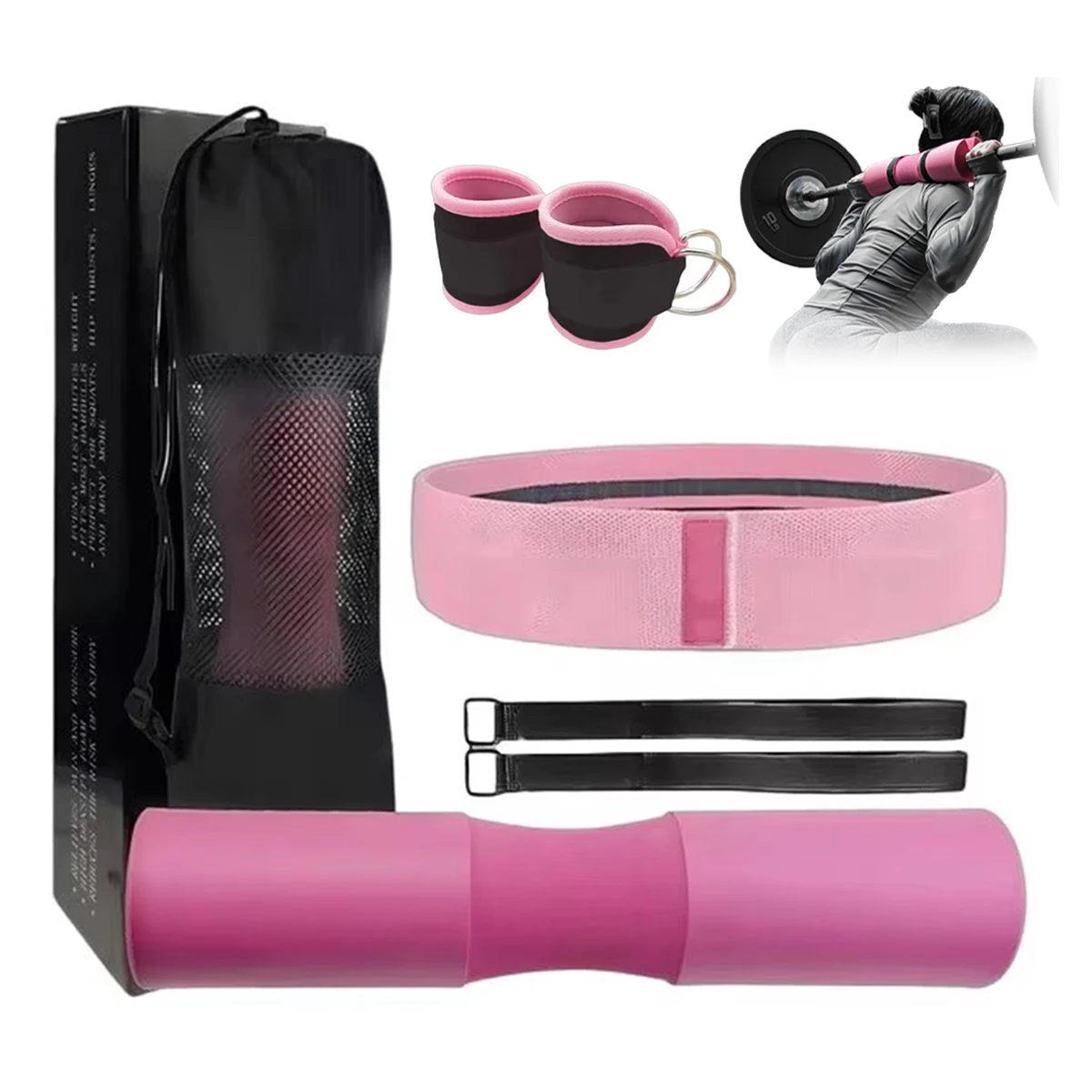 Juego de equipo de protección para Fitness, accesorios de gimnasio, barra, hombrera, protectores de entrenamiento de pies, equipo de levantamiento de gimnasio, 7 Uds.