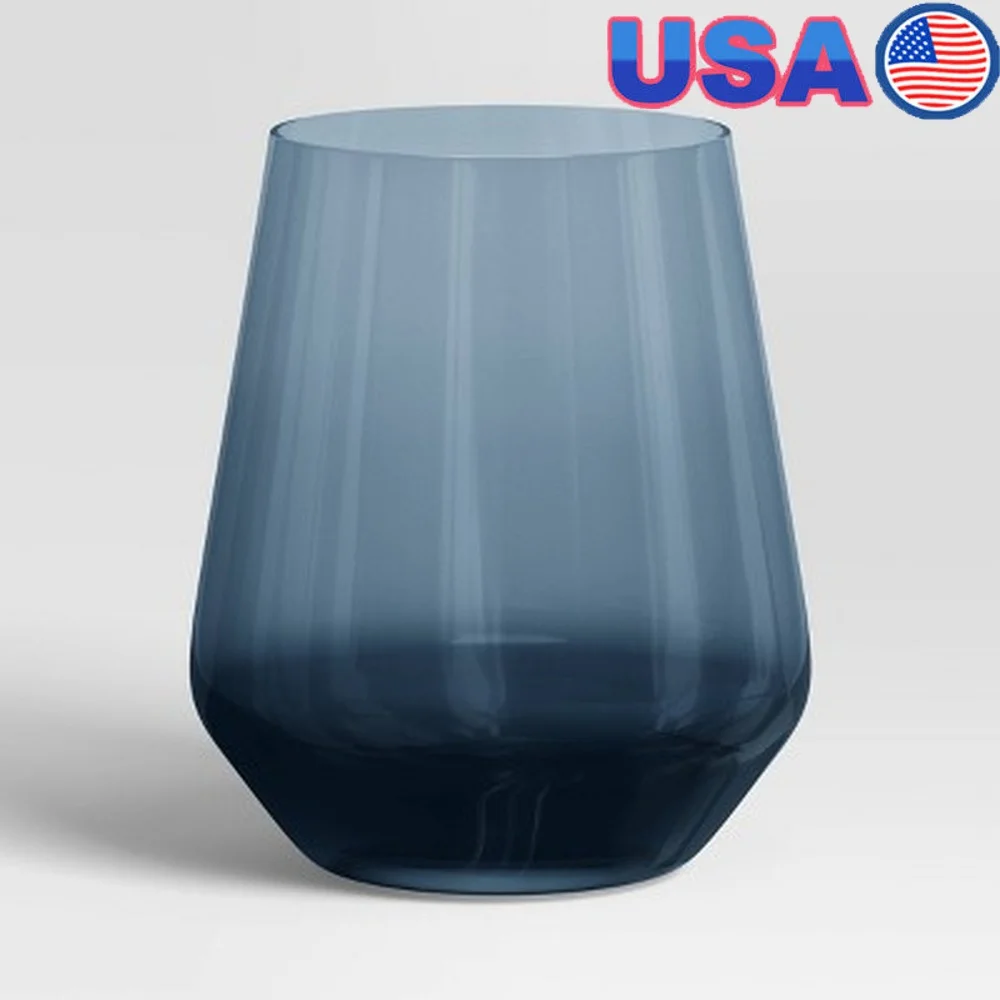 Elegante copa de vino sin tallo, vidrio teñido de 14,8 oz, apto para lavavajillas, cristalería para bebidas frías, diseño moderno, ajuste de mesa elegante