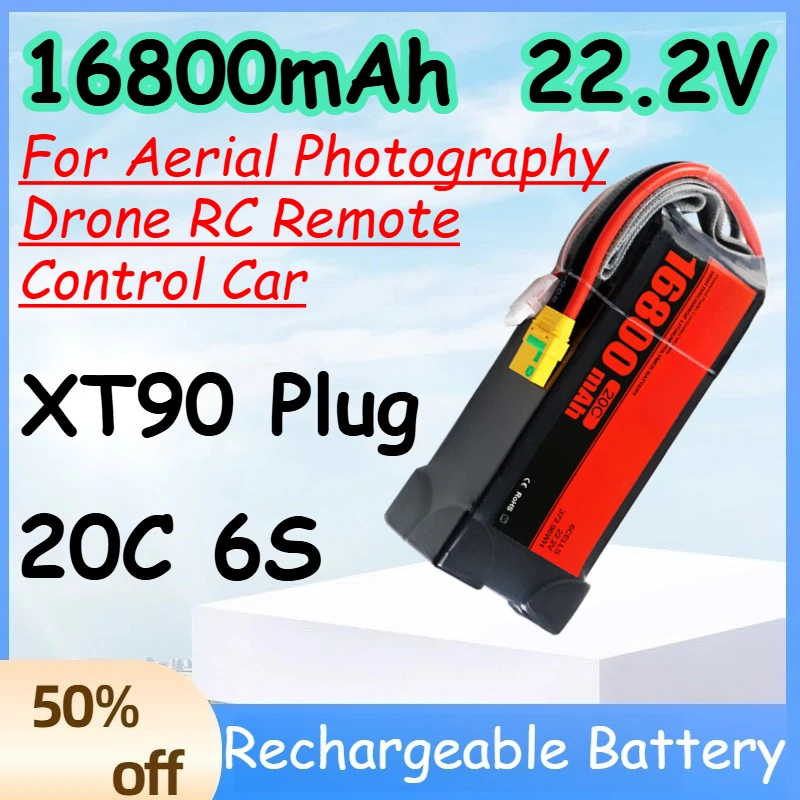 

16800mAh 6S 22.2V 20C Replace Rechargeable Lipo Battery for Aerial Photography Drone RC Remote Control Car with XT90 Plug
