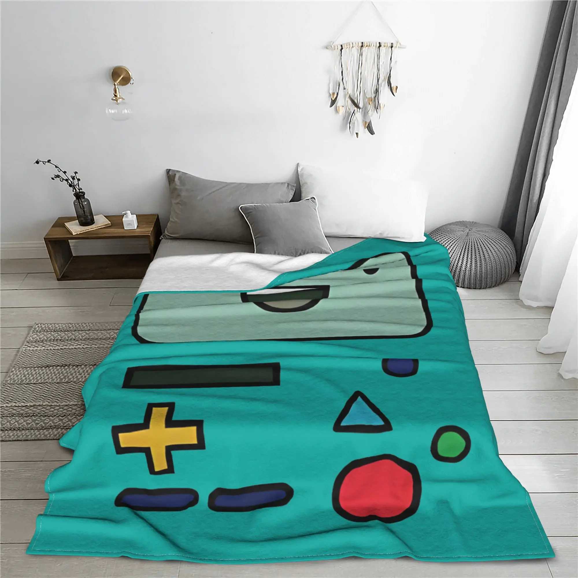 BMO Adventures Time Flannel Throw Blanket Cartoon Anime Blankets for Bed Outdoor Warm Plush Thin Quilt