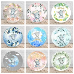 Round elephant background canvas, children's portraits for boys and girls birthday parties first anniversary background