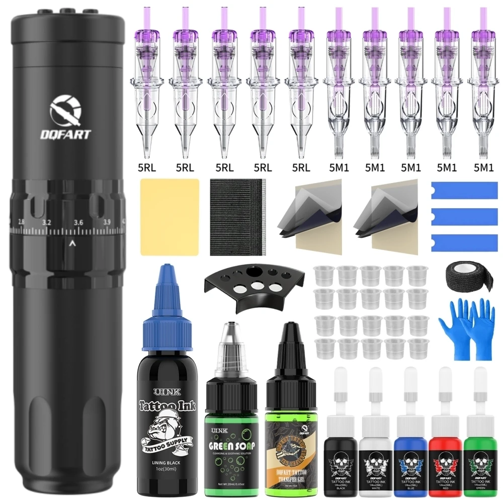 DQFART New T1Pro Set Electric Wireless Tattoo Machine Pen Supplies Accessories Professional Tattoo Artists Tattoo Needles Ink