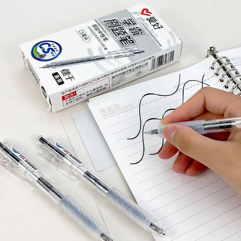 

12pcs Direct-liquid Rollerball Pen Black Ink Office Gel Pen 0.5mm Signature Pen Bullet Tip Student Exam Stationery Gel Pen Set