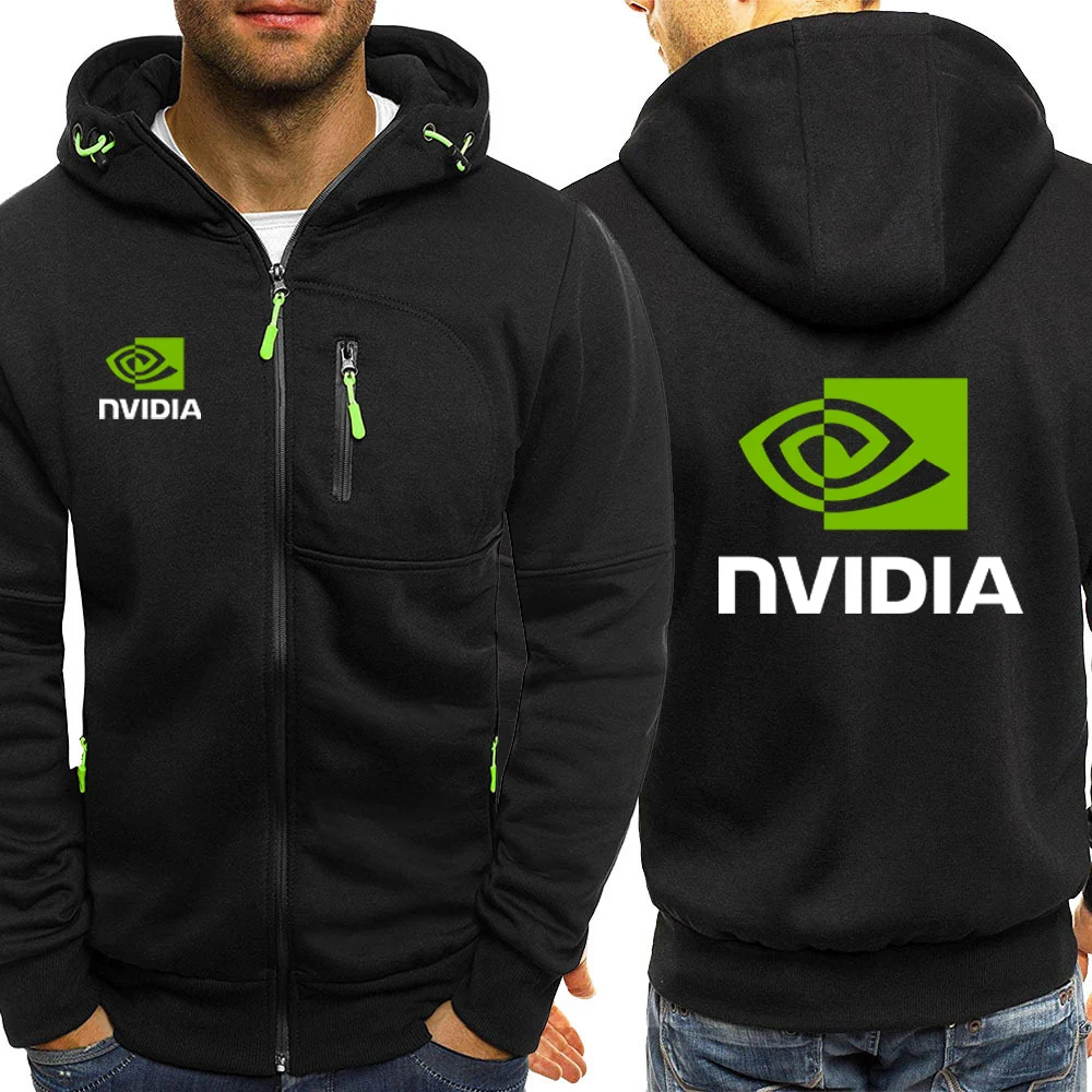 

Fashionable men's logo printed personalized cardigan zipper hoodie popular solid color sportswear