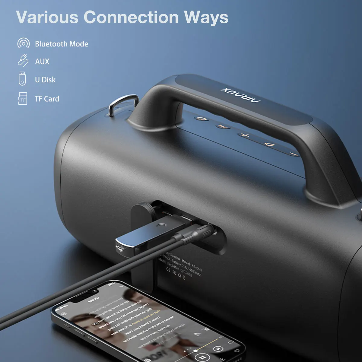 AirAux AA-DH1 لاسلكي TWS مضخم صوت محمول مكبر صوت ضد الماء RGB ملون الدورية ضوء وماض سمّاعات بلوتوث ترقية