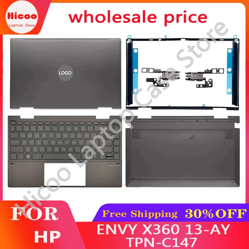 

NEW For HP ENVY X360 13-AY TPN-C147 Laptop LCD Back Cover Front Bezel Upper Palmrest Bottom Base Case Keyboard Hinges