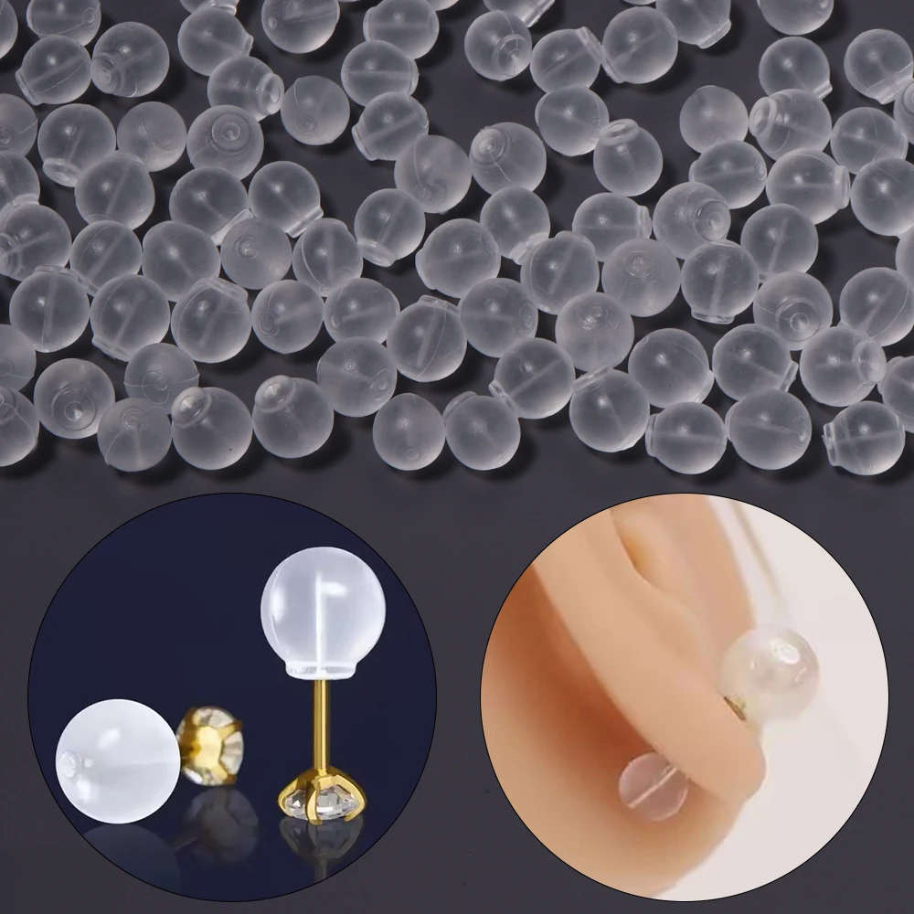 10pcs/lot TPE Clear Round Earring Backs Stoppers Soft Rubber Stud Earring Plugs for DIY Jewelry Making Earring Accessories