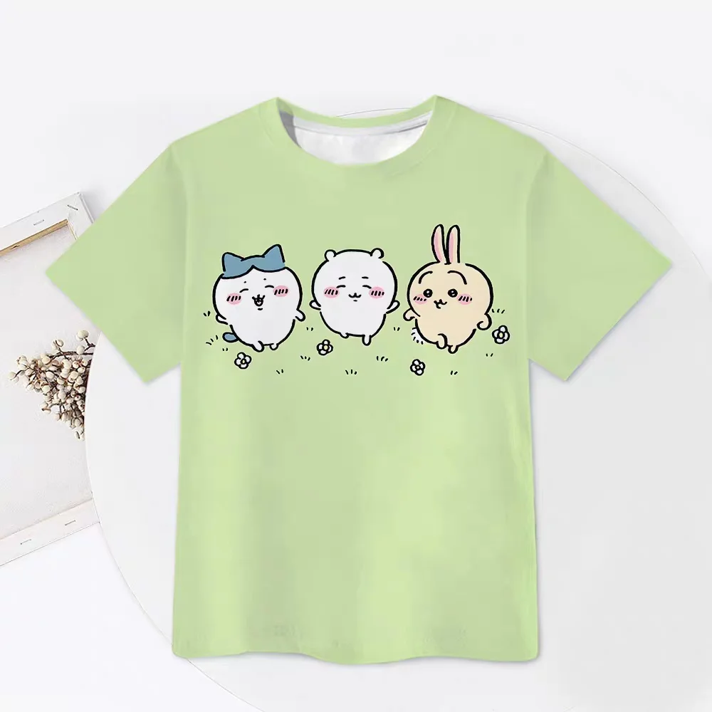 Chiikawa Is All Here! Adult Couple Soft Cute Cartoon 3D Print T-shirts Sports Leisure Breathable Short Sleeves FamilyMatching