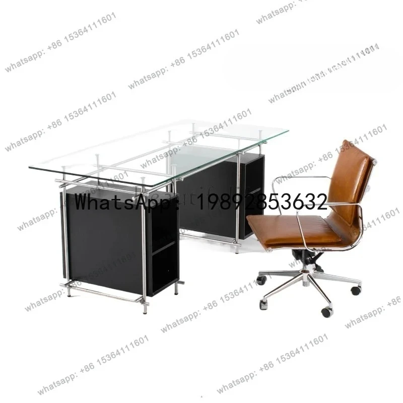 minimalist tempered glass desk stainless steel desk long workbench