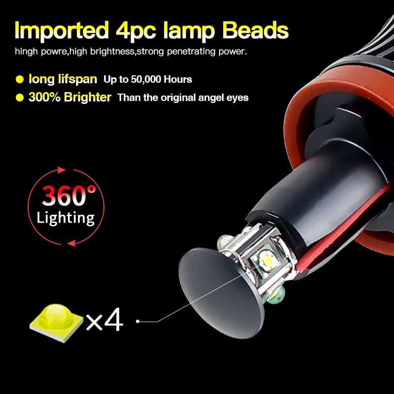 2 قطعة H8 20 واط LED عيون الملاك المصابيح الأمامية لسيارات BMW X-series E84 X1 2010 2011 2012 2013 عين الملاك LED DRL سيارة هالو أضواء لسيارات BMW