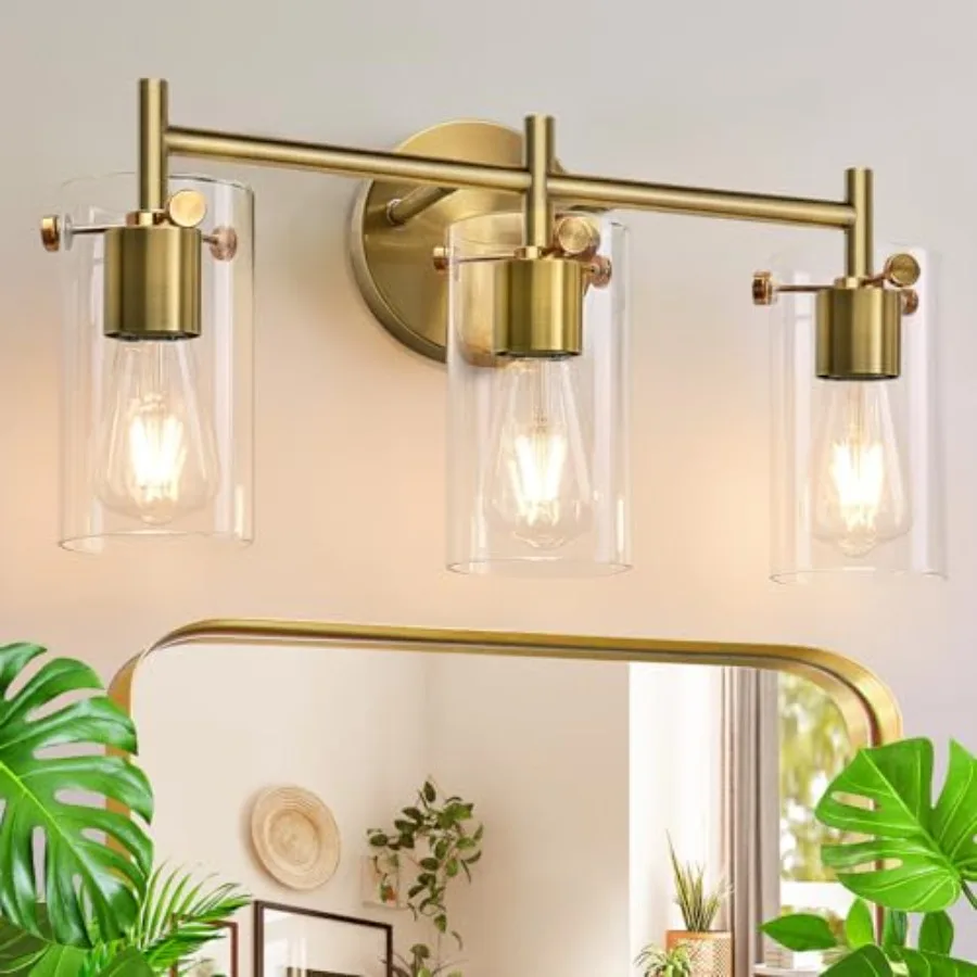 

Bathroom Light Fixtures, Vanity Light, Black Bathroom Lights Over Mirror with Clear Glass Shade, Wall Sconces for Mirror Bedroo