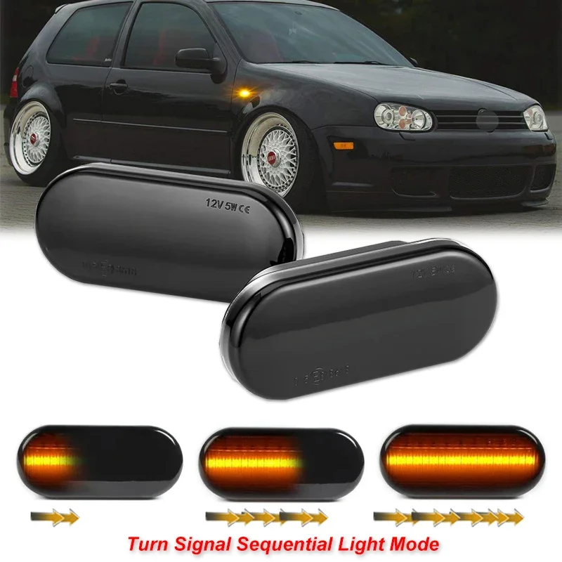 Sequential LED Side Marker Turn Signal Blinker Light for Golf MK3 MK4 Passat 3BG Polo 6N 9N Bora Vento Dynamic