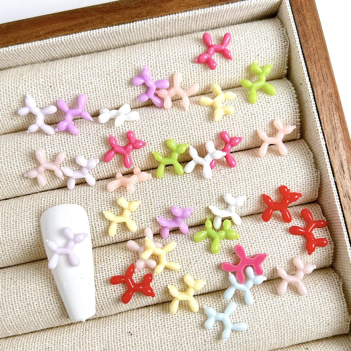 Dijes para decoración de uñas de cachorro de resina de Color dopamina mezclado al azar, brillo de dibujos animados, decoración artística de uñas para cachorros, accesorios de manicura DIY