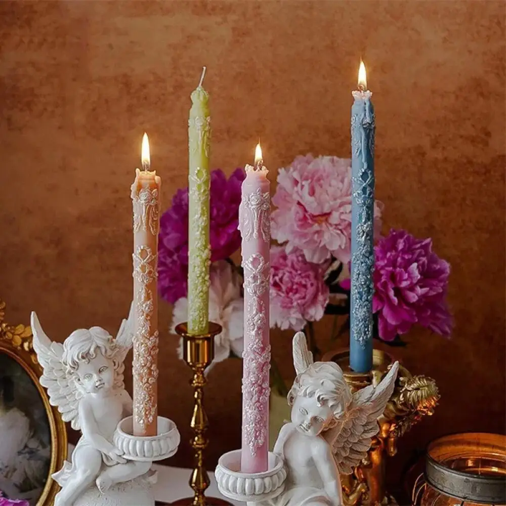 Ins Style Relief Long Rod Candle Scented Candle Aromatherapy Soy Wax Candles Wedding Birthday Candle Party Home Decoration