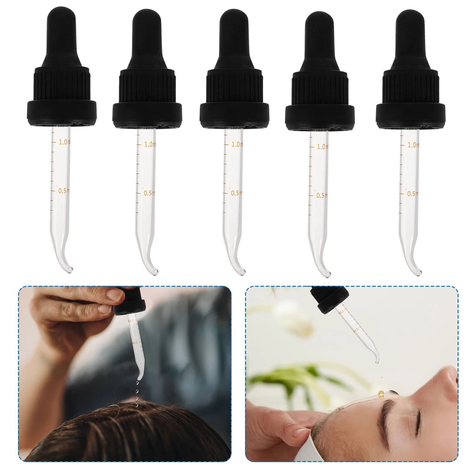 

5 Pcs Drop Tube Cover Droppers for Kids Container Face Oil Cuticle Rollerball Oils Essential Bottles Empty Cleansing with