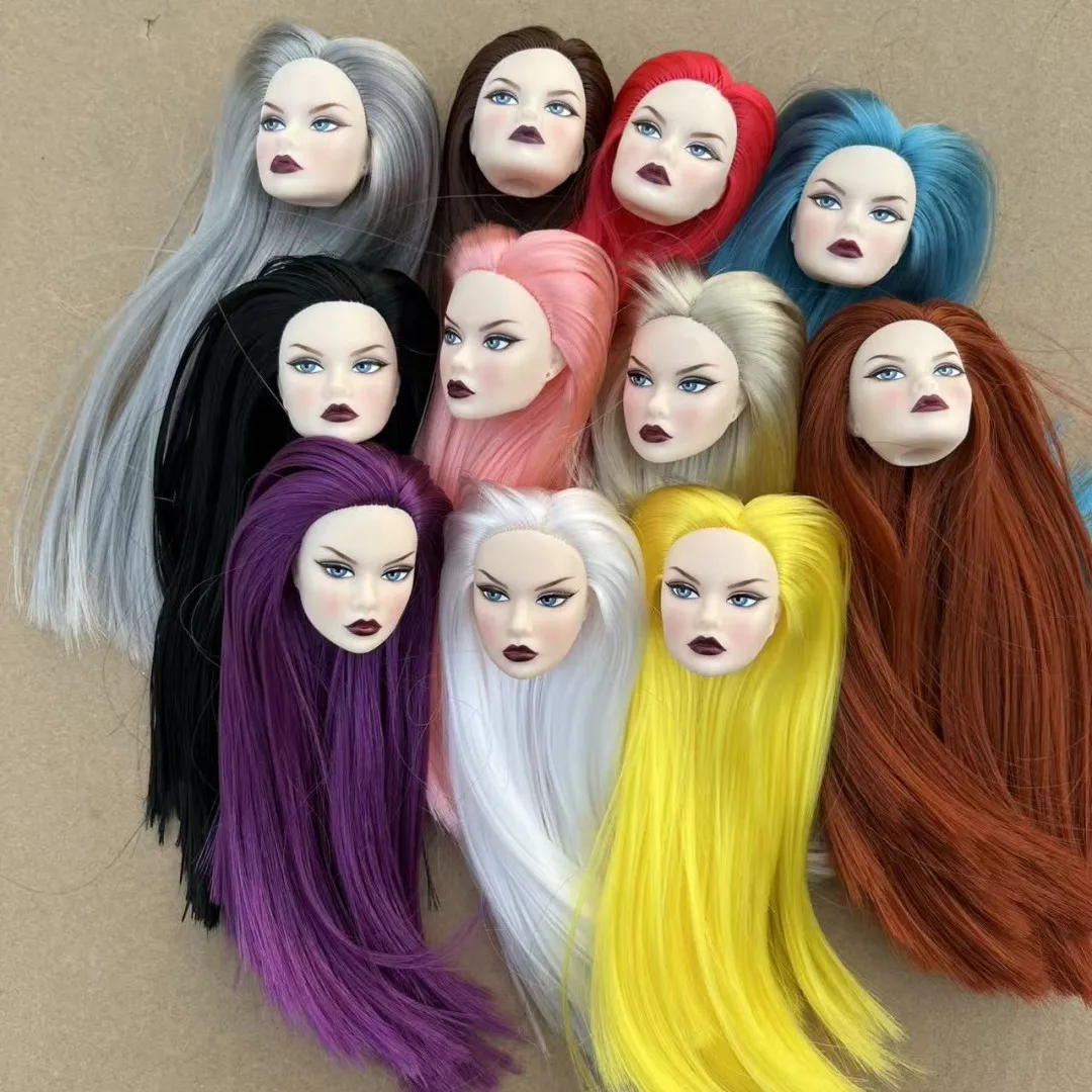 Good Makeup Poppy Doll Heads Candy Color Hair Head With Superwhite Yoga Body Doll Collective 1/6 Female Doll Figure Toys