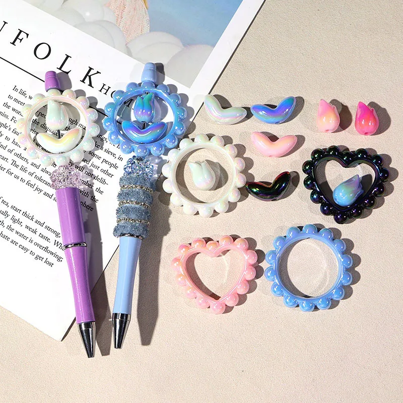 Best Lovely love Circle Tulip tree Flower Beaded diy handmade beaded ballpoint pen material accessories