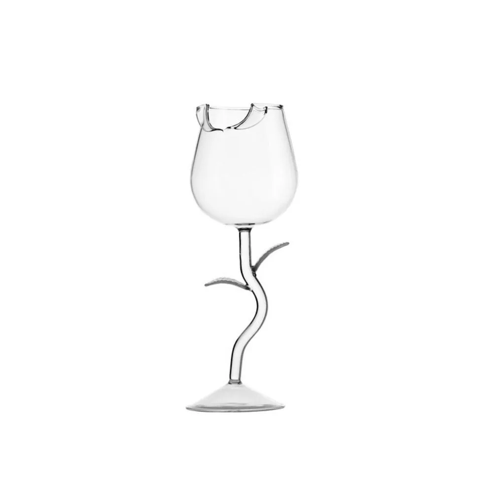 

Glassware 150/280ml Rose Wine Goblet Glassware Rolled Cup Rim Rose Wine Glass Transparent Cocktail Glasses Cup Wedding Gift