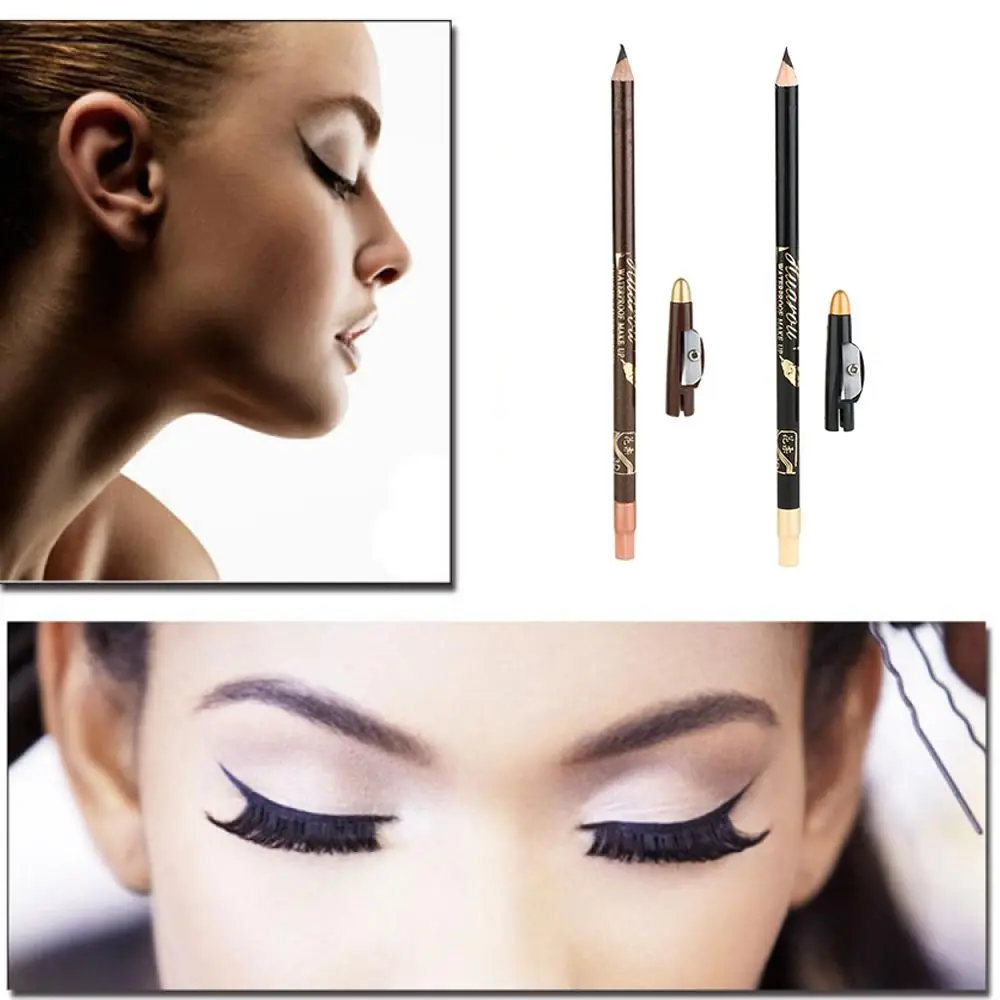 

New Black/Brown Long Sharpener Lid Waterproof Eye Liner Eyebrow Pencil