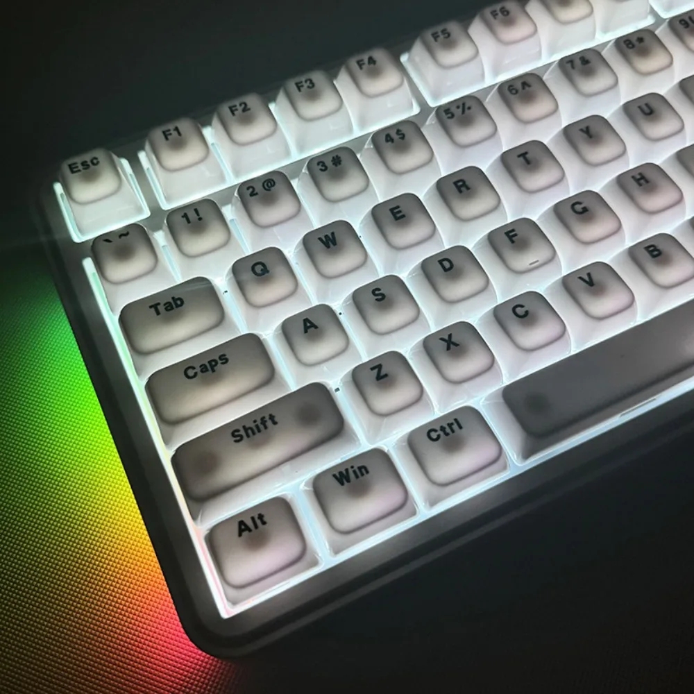 

Minimalist White Keycaps with Engraved Characters PC Semi-transparent Illuminated MDA Height 115 Keys for Mechanical Keyboard