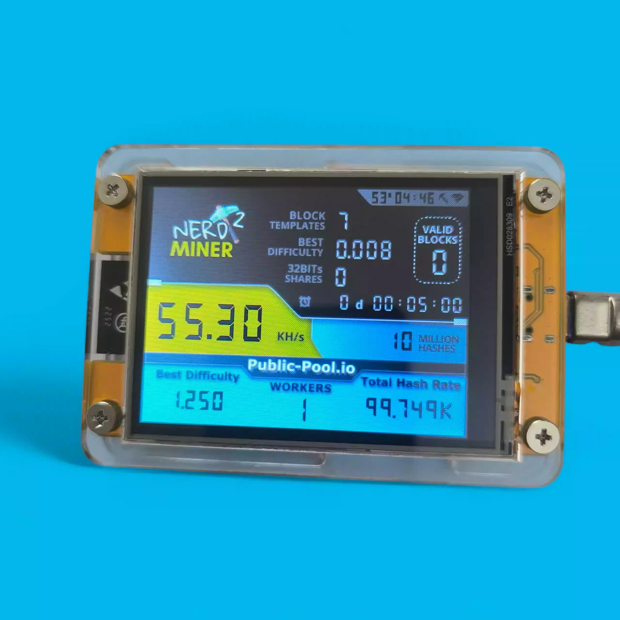 NMMiner NerdMiner V2 Hashrate Lucky Miner ESP32 2.8 inch Smart Display Crypto Solo Lottery 960KH/s Bitcoin ESP32-2432S028R DROOM