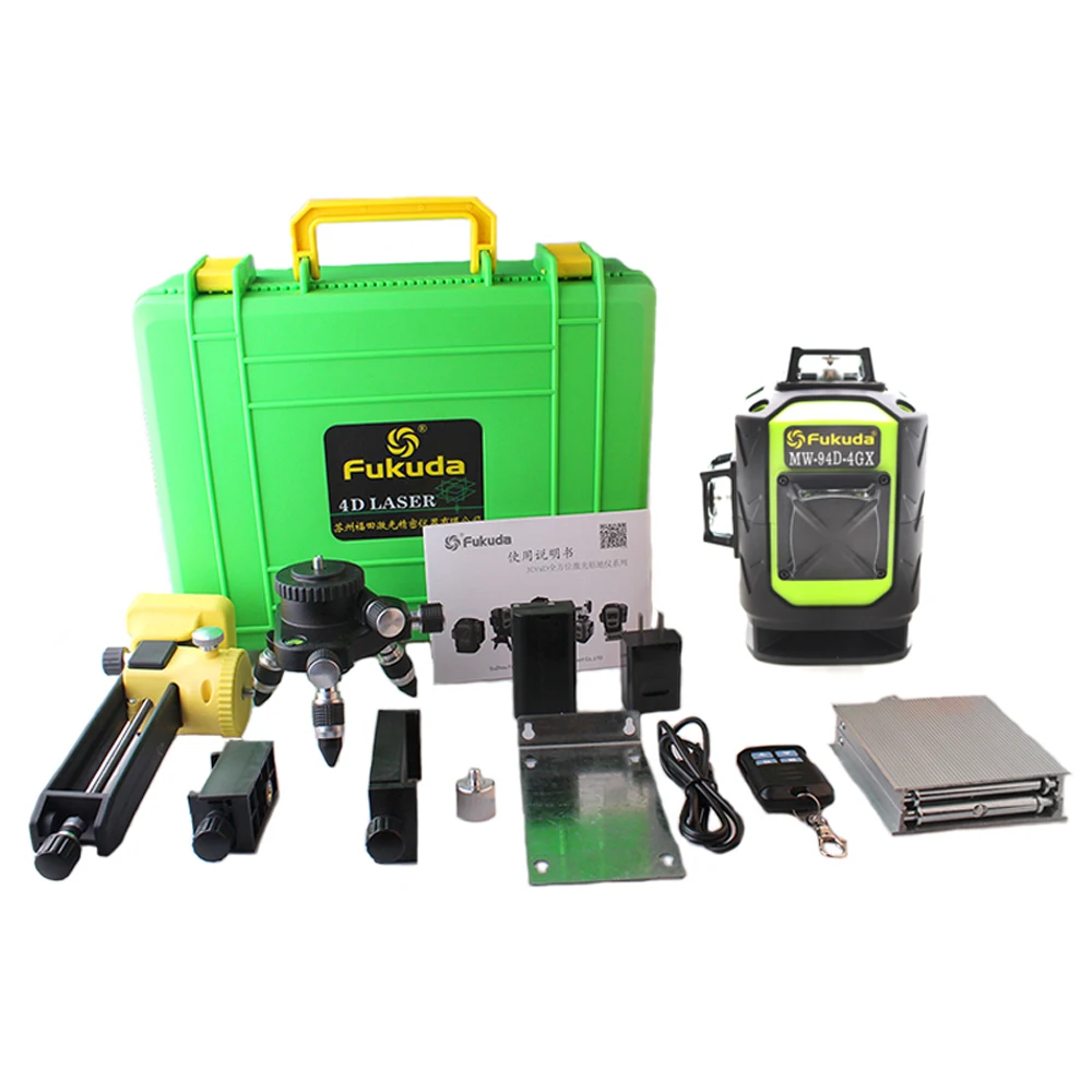 Fukuda Rotary Laser Level 360 16 Lines 4D Green Beam Cross Line Laser leveler Self-Leveling Horizontal Vertical Indoor Outdoor